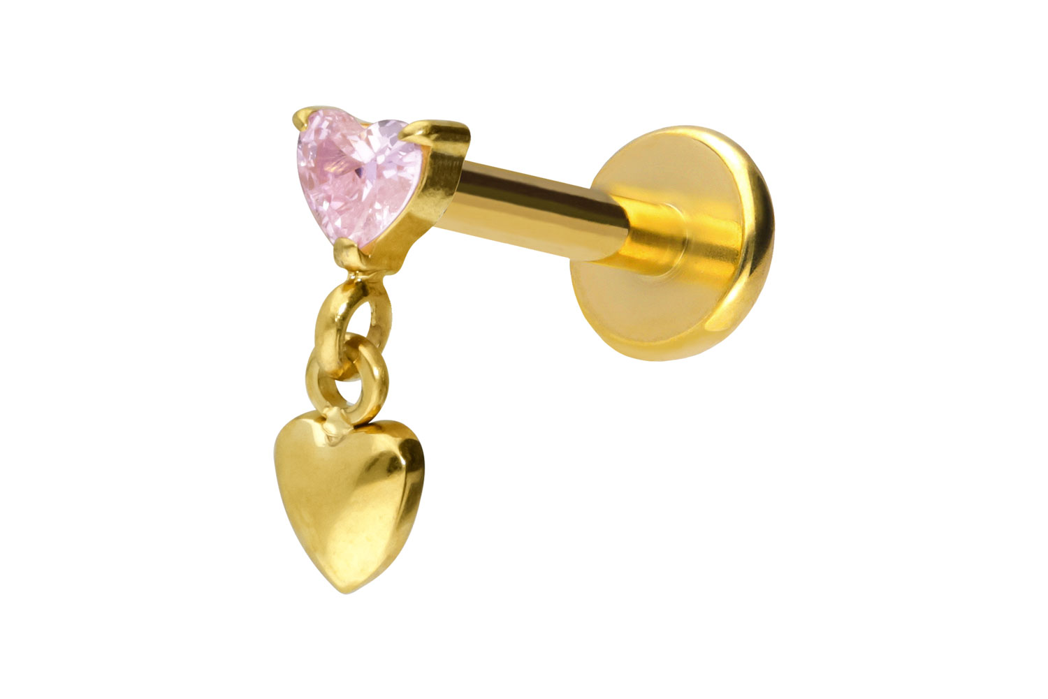 Titan Labret Piercing mit Push Fit 2 HERZEN